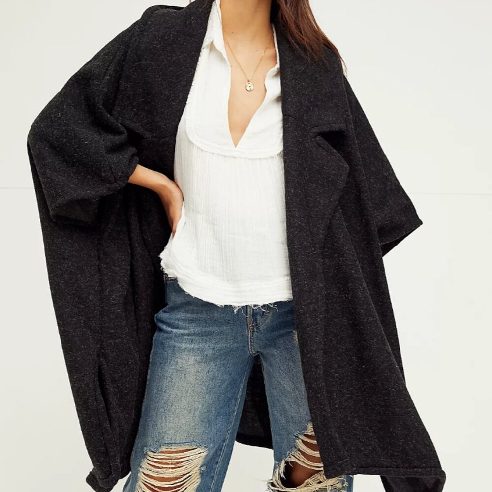Free People Off Duty Oversized Poncho GREY